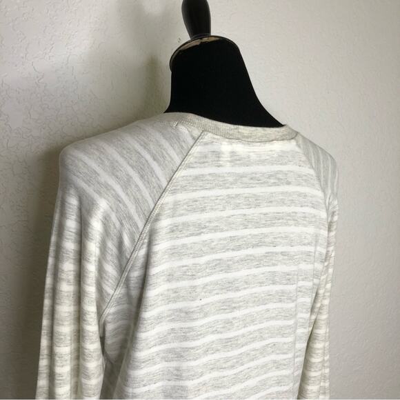 Athleta oatmeal white striped knit tunic asymmetrical hem dress size Medium - Picture 7 of 14
